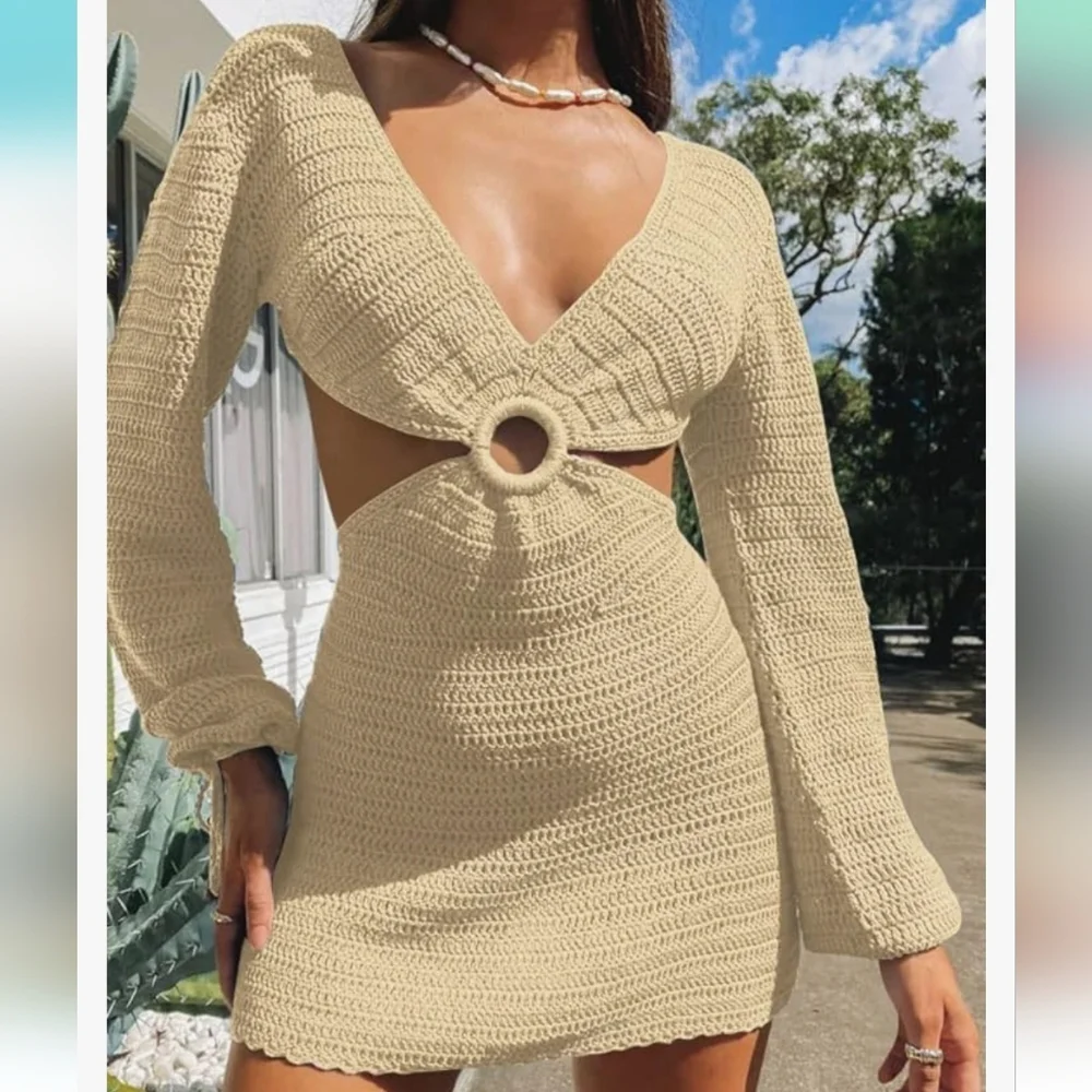 Summer Swimsuit Coverup‎ Sexy Beach Crochet Dress